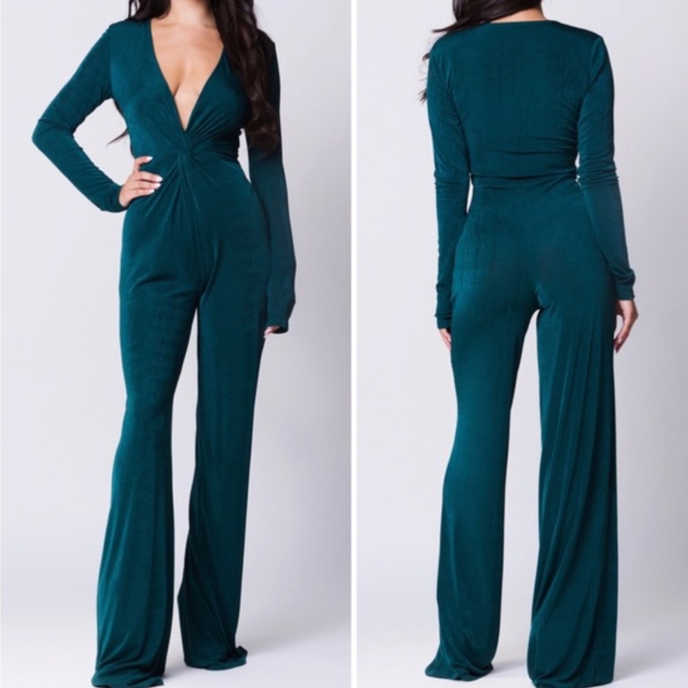 LUX LA Deep V long sleeve jumpsuit